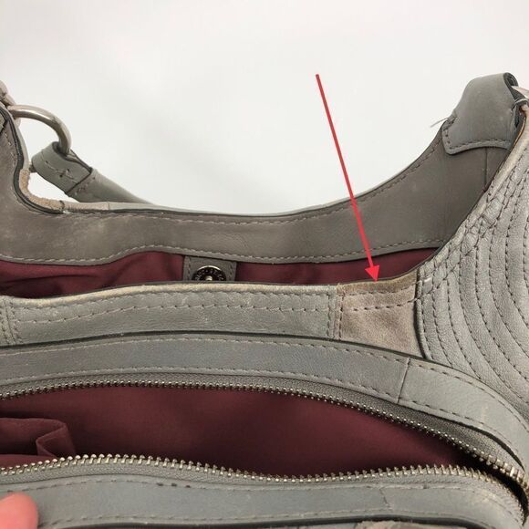 Coach RARE Mia Inlaid C Maggie Hobo Bag #15770 Gray Silver Leather - Picture 8 of 16